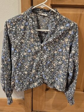 Carve Designs Green Floral Button-Front Shirt Reagan Twill 100% Organic Cotton